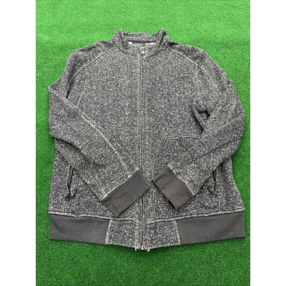 Marc Anthony Full Zip Fleece Sweater Dark Gray Mock Collar Mens Size M